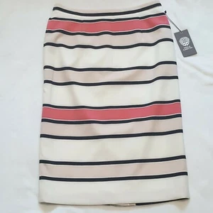 NEW VINCE Camuto Striped MIDI Pencil Skirt $89 GLACIER DREAM Coral Sugar Sz 0 - Picture 1 of 6