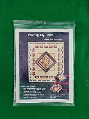 N. Carolina Lily Series Flowering Lily Hearts Quilt Pattern Amish Dolores Yoder - Image 1 of 3