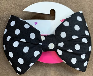 JUSTICE BOW BARETTE BLACK/WHITE POLKA DOTS SUPER CUTE!! - Picture 1 of 2