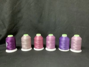 6 Used Coats & Clark T41 Machine Embroidery Thread, Purples, 40 Wt, Trilobal - Picture 1 of 7