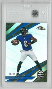Panini Limited 2021 Lamar Jackson #17 holográfico/23 ~ etiqueta 9 como nuevo - Imagen 1 de 2