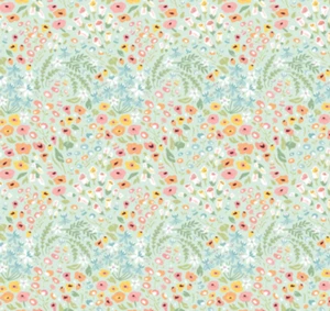 Nutex Fabric - Hollyhock Lane Green Ditsy Floral Patchwork Quilting Craft Fabric - Picture 1 of 9