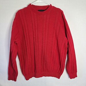 VTG EUC Bill Blass Sweater Mens L Cotton Long Sleeve Crew Neck Red Hand Framed