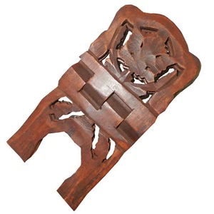 Porte-livre 33cm pliable Bois de shisham Motif Feuille de Vigne Artisanat indien - Imagen 1 de 3