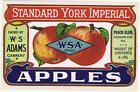 Standard York Imperial apple label W S Adams Cannery Peach Glen PA  226