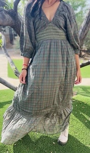 Free People Golden Hour Plaid Tiered Maxi Dress Small New NWOT - Picture 1 of 3