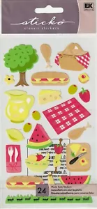 Vintage Sticko Classic Stickers PICNIC theme 24 pieces 68681 FAST FREE ship! - Picture 1 of 1