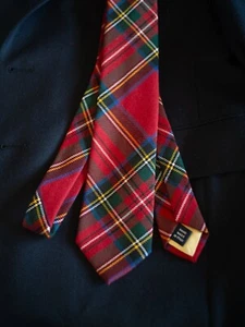 POLO RALPH LAUREN Handmade Red Tartan Plaid Wool Tie 3” Made In Italy - Picture 1 of 5