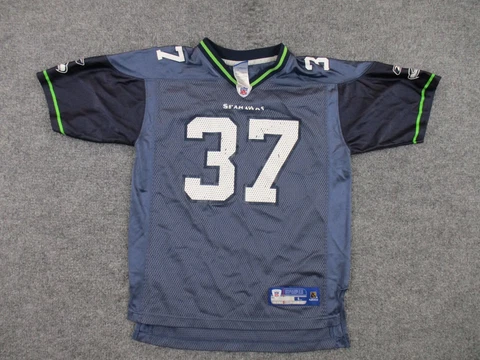 Seattle Seahawks Jersey Youth L Blue Short Sleeve Shaun Alexander Football NFL Cover