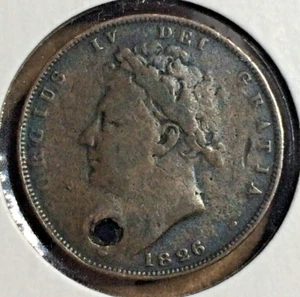 1826 GREAT BRITAIN HALF PENNY COPPER COIN - KING GEORGE IV (HOLED) / 378 - Picture 1 of 2
