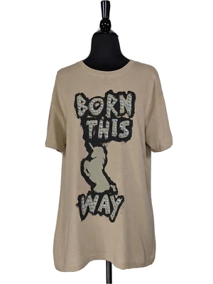 Lady Gaga Born This Way Tan Cotton Stretch Short Sleeve T Shirt Size L - Image 1 of 4