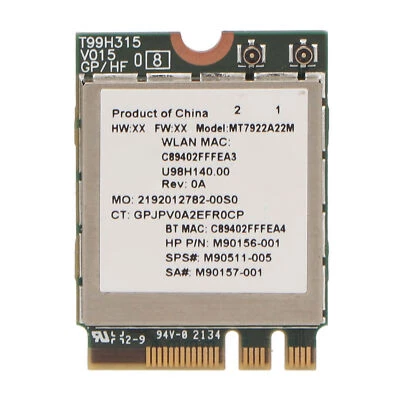 MT7922 Wi Fi 6E Wireless Network Card 2400Mbps 2.4G/5G 802.11AX M.2 NGFF - Bild 1 von 4