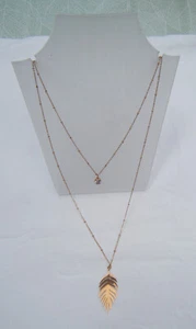 Halskette Edelstahl Kette 2 in 1 Doppelkette Feder rose rosegold - Bild 1 von 5