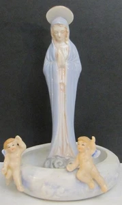 Blue Danube Virgin Mary, 2 Angels Vase 7" x 4 5/8" - Picture 1 of 3