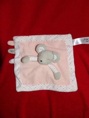 DOUDOU PLAT OBAIBI SOURIS GRISE BLANCHE ROSE POIS - Photo 1/2