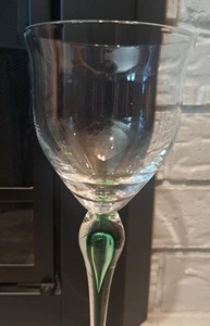 Mikasa Crystal Julliard Emerald Wine Glass Green Bubble Stem Elegant Design - Picture 1 of 12