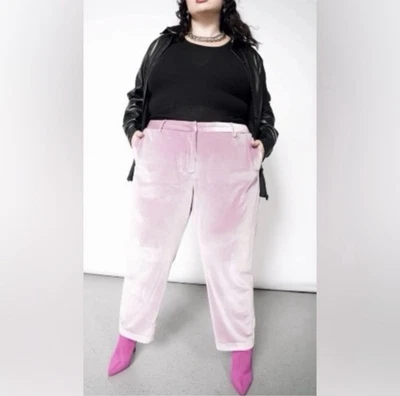 NWT Wildfang The Empower Velvet Slim Crop Pant Mauve Size 20W - Image 1 of 4