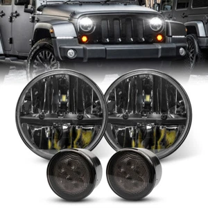 Clear 7'' LED Headlights Turn Signal Lights Combo For Jeep Wrangler JK 2007-2018 - Picture 1 of 11