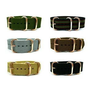 HNS Ballistic Military Nylon Solid/Stripe Rose Gold Watch Replacement Strap - Picture 1 of 6