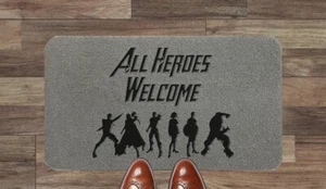 Avengers Heros Coir Synthetic Light Grey Nylon Door Mat 70x40cm Present - Picture 1 of 12