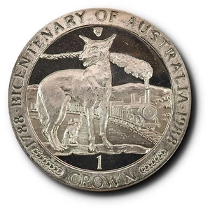 1988 Isle of Man 1 Crown Copper-Nickel Dingo - Picture 1 of 3