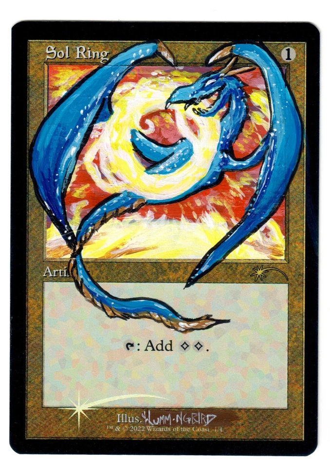 Sol Ring Foil Retro Frame Altered Art MTG EDH Dragon 1 of 1 Acrylic Paint - Image 1 of 1