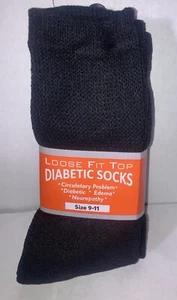 3 Pairs Loose Fit Top Crew Cotton Diabetic Socks Size9-11 Fast Shipping 👍 - Picture 1 of 6
