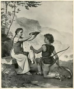 Frithiof and Ingeborg, Swedish Icelandic Norwegian folk tale 1902 vintage print - Picture 1 of 2