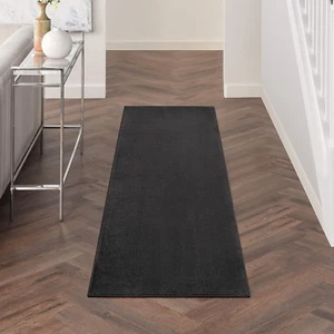 Essentials Indoor/Outdoor Black 2'2" X 7'6" Area Rug, Easy Cleaning, Non Sheddin - Picture 1 of 12