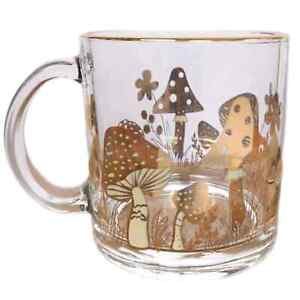 Mushroom Glass Gold Trimmed Mug Tea Coffee Cup TikTok Cup Mushroom Glass Cup NEW