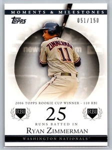 2007 Topps Moments & Milestones #68 Ryan Zimmerman 51/150 - Picture 1 of 2