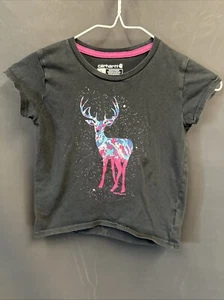 Little Girls Black Rainbow Deer Short Sleeve Shirt Size 5 Carhartt Theme - Picture 1 of 4