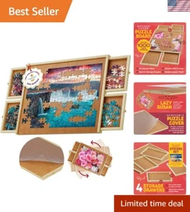 Wooden Puzzle Table 1000 Pieces Large Rotating Lazy Susan Storage Cover - Picture 1 of 8
