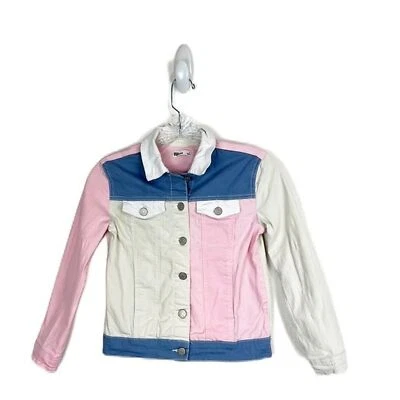 Chaqueta Denim Epic Threads Niños Pequeña Rosa Azul Abotonada Bloque de Color Exterior Juvenil Foto 1 de 4