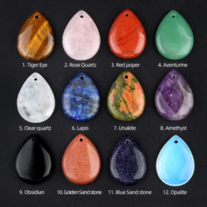 Mezcla de cuentas colgantes de lágrima de piedra natural 10 piezas hágalo usted mismo para hacer joyas 25x33 mm - Imagen 1 de 1