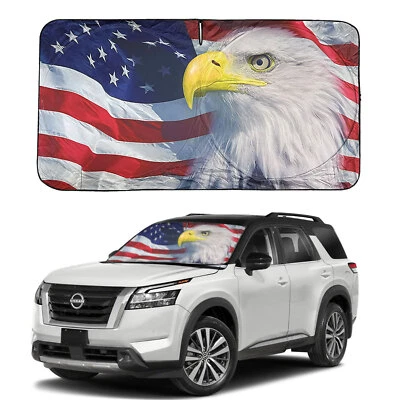 Parabrisas grande para camioneta Nissan SUV Eagle bandera de Estados Unidos Patriot bloque térmico Foto 1 de 4