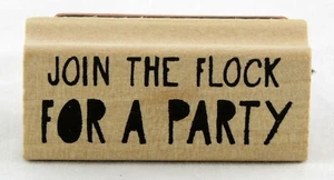 Join The Flock Party Wood Mounted Stamp Inkadinkado NEW craft art card gift tag - Picture 1 of 1