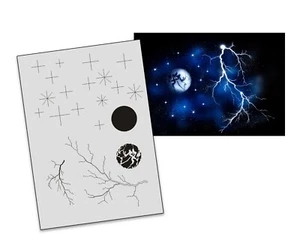 AS-027 Mond Blitze Step by Step Airbrush Schablone für Acryl Spray Wand Tattoo - Picture 1 of 6