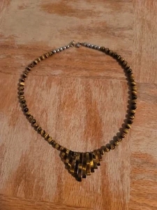 Tiger Eye Bead Chandelier 9 Inch Necklace - Picture 1 of 7