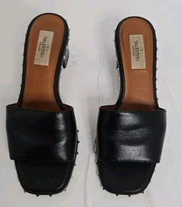 Valentino Soul Rockstud Women's Shoes Size 6US Heel Black Leather Slide Sandal - Picture 1 of 16