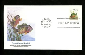 US FDC Fleetwood #2481 Pumpkinseed Sunfish fish 1992 Washington DC - Picture 1 of 2