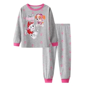 cartoon Girls long sleeve pjs pyjamas set sleepwear size 1-6 pups