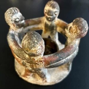 Vintage Mexican Art Pottery Circle of Friends Candle Holder. Approx 5,5" x 4,5” - Picture 1 of 4