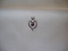 VINTAGE 1980s SMALL OPENWORK WITCHES HEART W/ GARNET STERLING SILVER 925 PENDANT