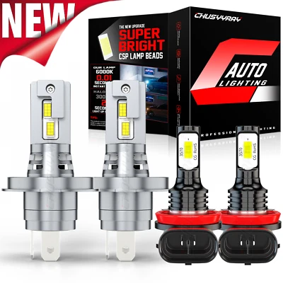 Combo de faros LED de haz alto/bajo de 4 piezas para Dodge Attitude 2015-2018 2019 Foto 1 de 4