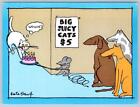 DOGS TRICK CAT*BIG JUICY CATS $5*BIRTHDAY CAKE*WOWIE!*1980's KATE GAWF POSTCARD