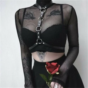 Damen PU Ledergeschirr Brustkorb Punk Body BH Bondage Taille Gürtel Brustgurt - Bild 1 von 10