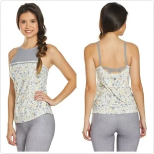 $59 NWT prAna Gray & White EMSLEY TOP Athletic Tank Top MEDIUM - Picture 1 of 16