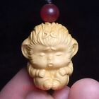 Chinese boxwood Carved Animal Monkey King Figure Statue Netsuke Collection Gift