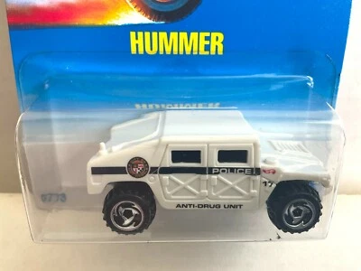 Hot Wheels HUMMER - Blue & White Card #188 - POLICE Anti Drug Unit, White - Image 1 of 3